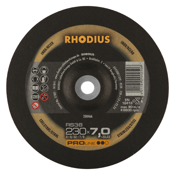 24775b7e88a30f9482a59708f4f784b6 RHODIUS RS38 Slipskiva 230x7x22,23 (10/förp)