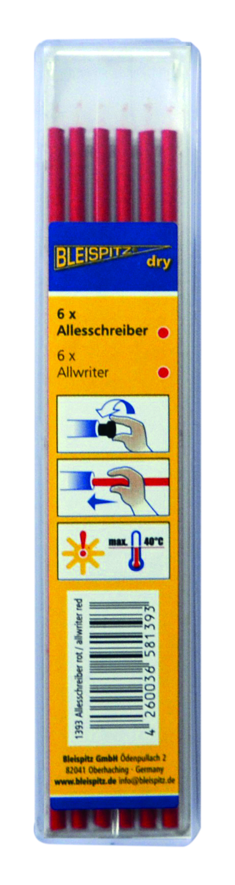 53b7e3dc4a8aca3bb567018737ea4352 BLEISPITZ Lösa stift till dry Profi Krita röd 6st