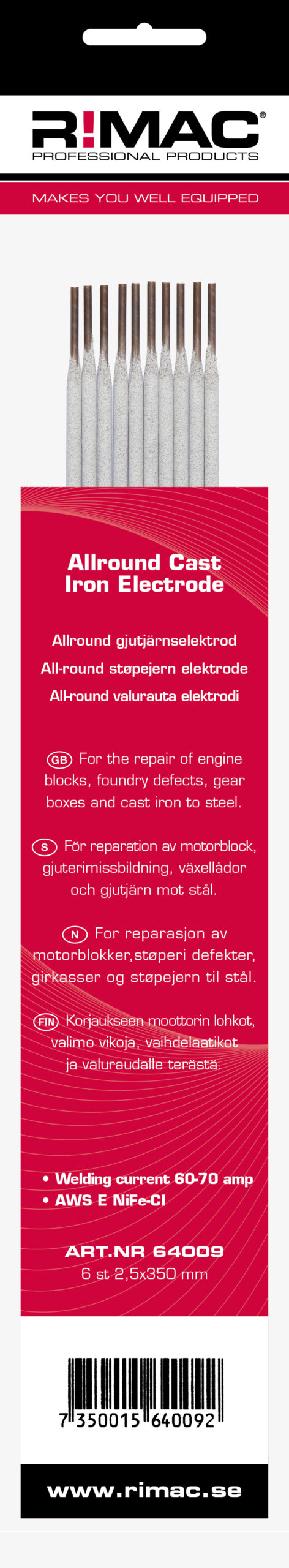 83150f6e7295f00ede688c33fdb676fd RIMAC SB-pac Svetselektrod Gjutjärn-2,5 mm x 6st