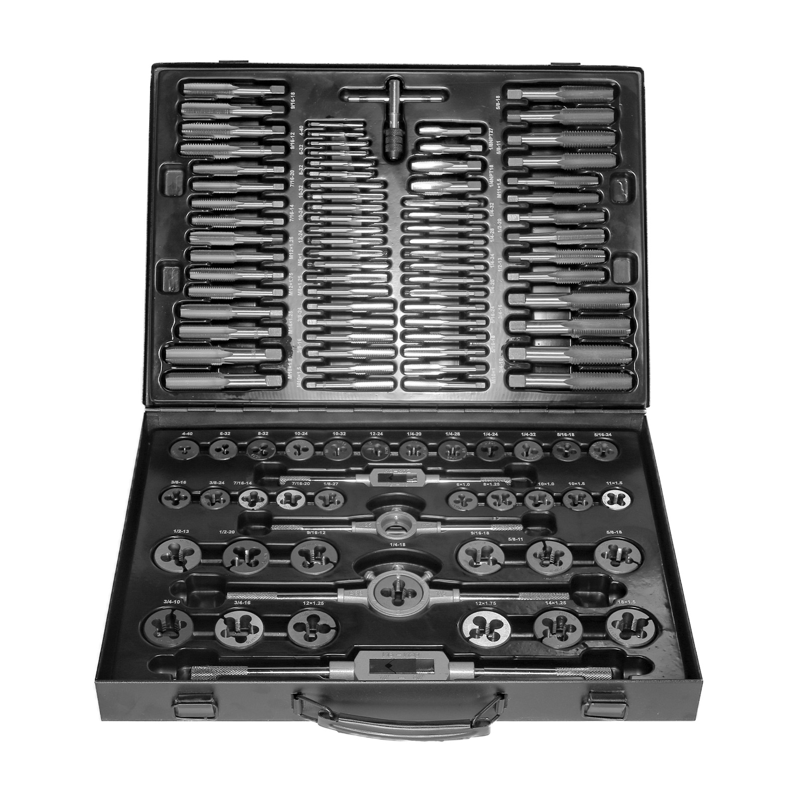 B9990-Tap-Die-Set Tap & Die Set Alloy Steel Metric & Inch 110 delar