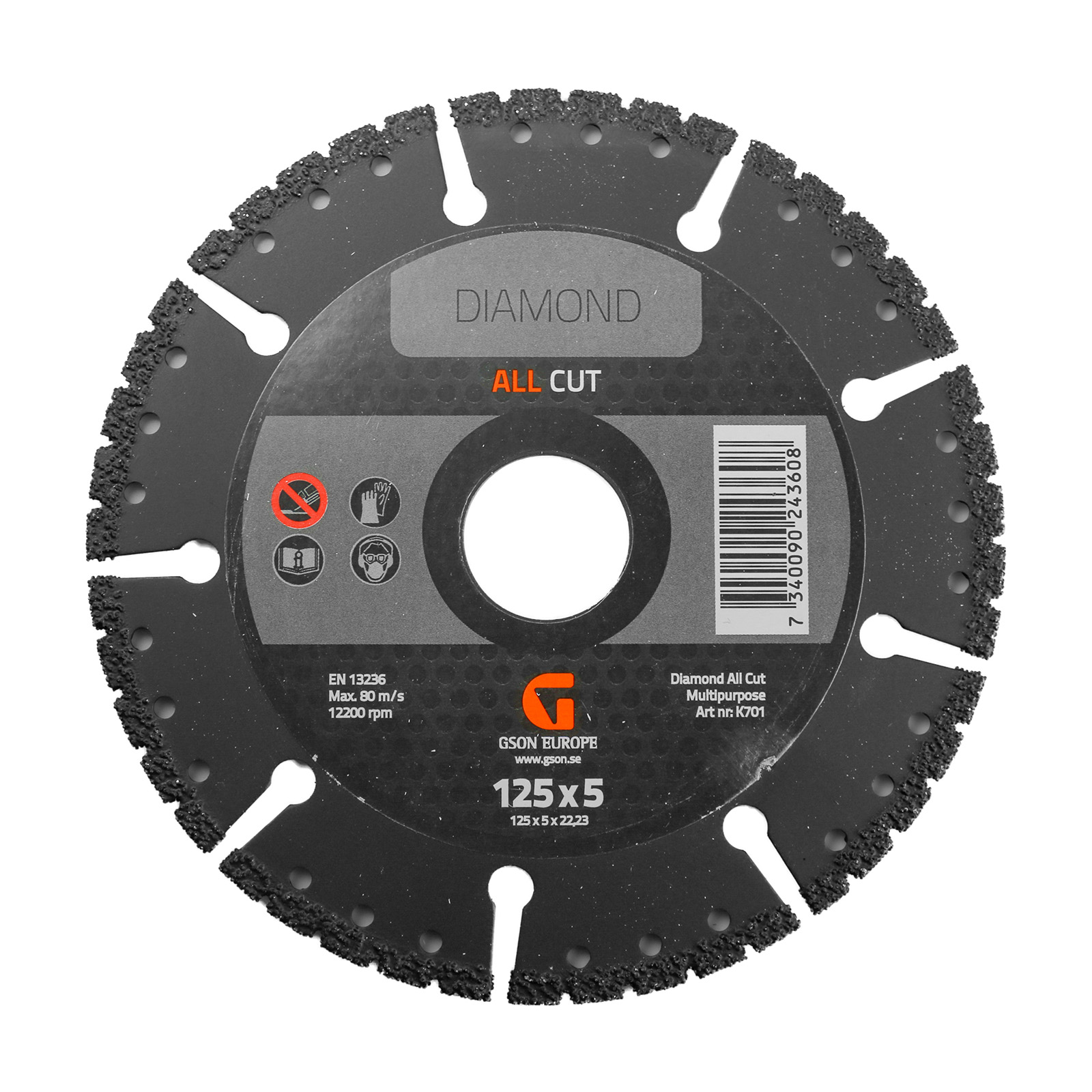 K701-Diamond-All-Cut ALLCUT Diamond Cutting Disc 125x50x2223 mm