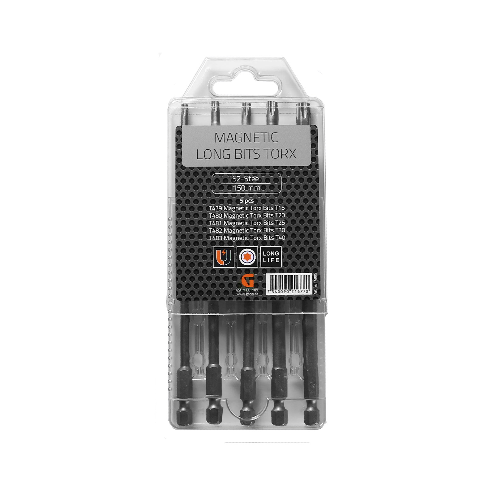 T4905-Magnetic-Long-Bits-Torx Magnetic long Bits Torx Set 150 mm 5 delar