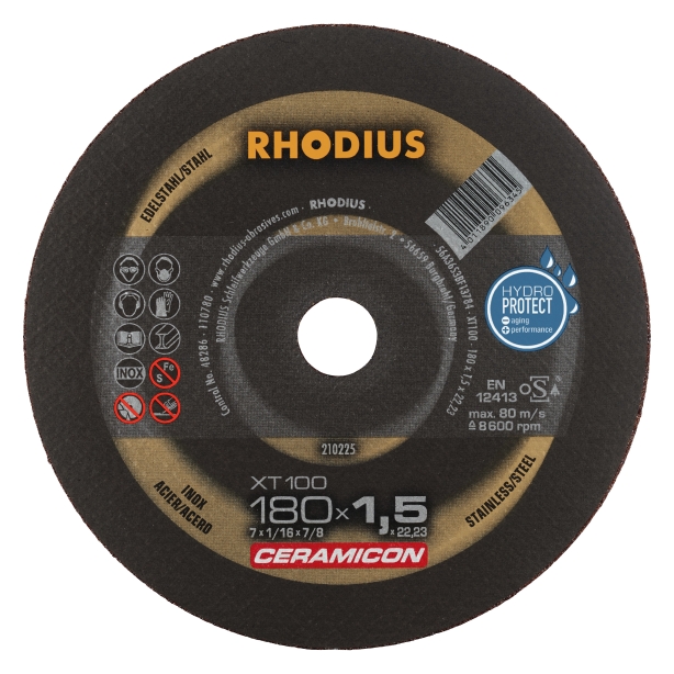 c8620ef32bc516684601d04f946c3f3a RHODIUS XT 100 CERAMICON 180x1,5x22,23 (25 förp)
