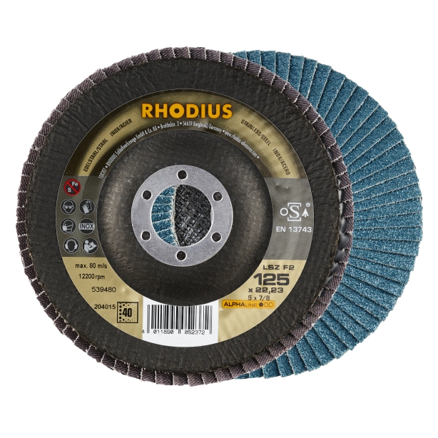 f724abfad4d1b7c0209002445e730b37 RHODIUS LSZF2 Lamellslipskiva 125x22,23 Z40 ALPHA (10/förp)