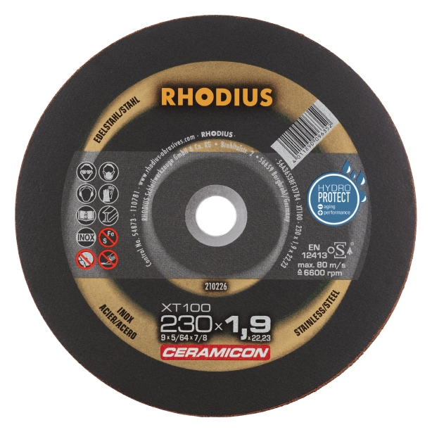 f91217564d4217cebc2a00c85d1459c4 RHODIUS XT 100 CERAMICON 230x1,9x22,23 (25 förp)
